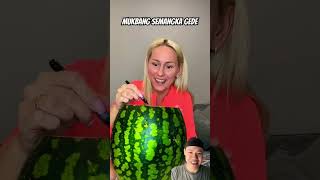 Mukbang semangka raksasa funny comedy watermelon prank couple coke family shortvideo [upl. by Eitsim]