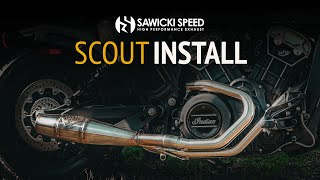 Sawicki Speed Indian Scout Exhaust Install Instructions [upl. by Aiekahs416]