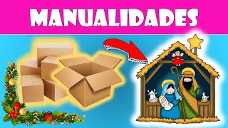 🏡 Cómo Hacer un pesebre  el nacimiento de Jesús Con cartón reciclado 🎄⛄♻ [upl. by Yroggerg]