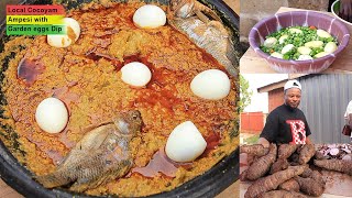 How to Prepare Cocoyam  Local Krobo Cocoyam Food With Eggplants Dip  Simple amp Delicious [upl. by Suhpoelc]