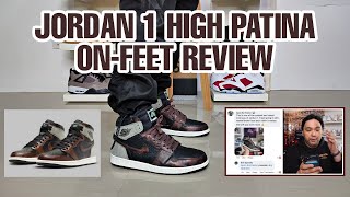 AIR JORDAN 1 HIGH PATINA  ON  FEET REVIEW [upl. by Haerdna]