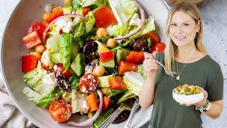 EASY GREEK SALAD RECIPE  with healthy dressing [upl. by Kawasaki]