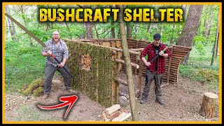 Bushcraft Shelter  Arbeiten mit Lehm und Moos machen Wände riesengroß 😅Part 2  Outdoor Survival [upl. by Cletus]