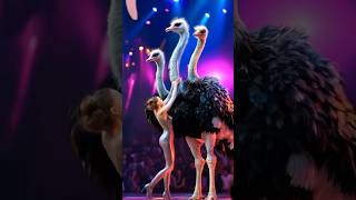 Pretty Girl Climbs ThreeHeaded Ostrich on Americas Got Talent [upl. by Liscomb246]