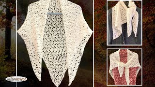 TRICOT TUTO ♥ CHÂLE DENTELLE en triangle ► FACILE 🐑 [upl. by Yantruoc]