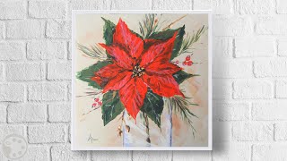 How to Paint a Christmas Poinsettia Painting [upl. by Emia]