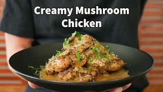 One Pot Creamy Mushroom Chicken  Creamy Garlic Mushroom Sauce [upl. by Ahker]