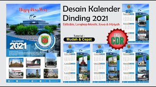 Desain Kalender Dinding 2021 dengan CorelDraw Free CDR  Calendar Design 2021 [upl. by Otilopih]