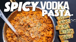 SPICY VODKA PASTA AND GARLIC BREAD DINNER  SAM THE COOKING GUY [upl. by Ahsinned]