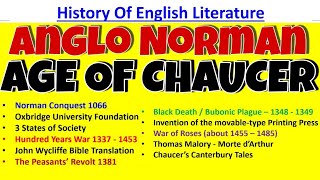 History Of English Literature in Hindi  Anglo Norman Period And Age Of Chaucer [upl. by Siriso]