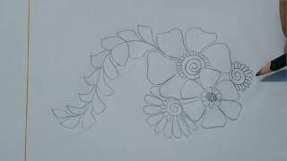 How To Draw A Flower Designs।। Kurti Design।। Flower design drawing for embroidery।। Flower drawing [upl. by Eenerb284]