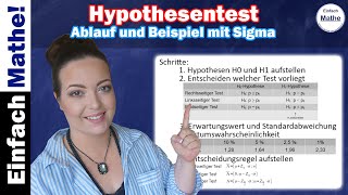 Hypothesentest  Ablauf und Beispiel beidseitiger Test mir Sigma by einfach mathe [upl. by Kauffmann]