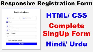 How to Create a Responsive Registration Form Using HTML amp CSS  SignUp form using HTML amp CSS [upl. by Rolland]