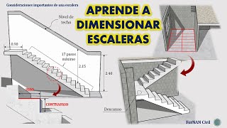 DISEÑO DE ESCALERA DE DOS TRAMOS  DIMENSIONES [upl. by Elenahc]