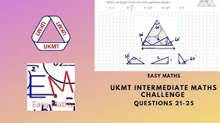 UKMT Intermediate Maths Challenge 2019 Questions 2125 [upl. by Broddy]