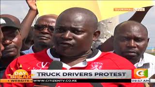 Truck drivers protest in Syokimau [upl. by Eatnoj]