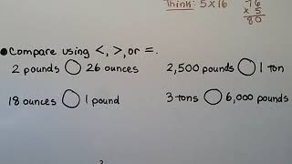 4th Grade Math 123 Customary Units of Weight Ounces Pounds Tons [upl. by Ymer]