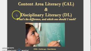 Content Area Literacy vs Disciplinary Literacy Minilecture [upl. by Pickering]