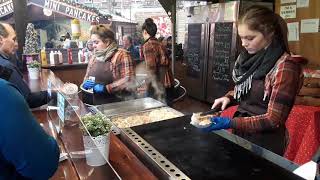 German girl serving Bratwurst [upl. by Noseyt]