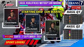 Hasil Motogp Hari iniKualifikasi Gp San Marino 2024 Starting GridJadwal live race [upl. by Eilujna478]