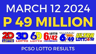 Lotto Result March 12 2024 9pm PCSO [upl. by Monson]