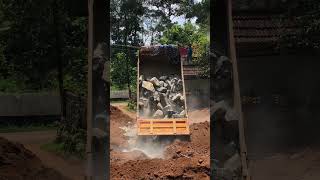 Unloading big stone from Tipper 🚛 K Lorry Dumbing rocks simply tipper stone viralvideo [upl. by Niamrej66]