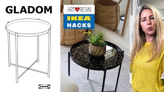 ArtResin IKEA Hacks  Gladom Table with Resin and Gold Leaf [upl. by Rotman]