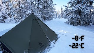 Winter Hot Tent Camping In Subzero Temperature [upl. by Pope]