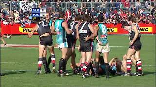 Shuan Burgoyne No Guernsey STK VS Port Adelaide 2004 AFL FightMelee Fraser Gehrig [upl. by Aimik]