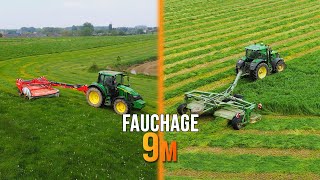 Fauchage dherbe amp raygrass  John Deere 6R 6M  Faucheuse Khun Krône [upl. by Noxid]