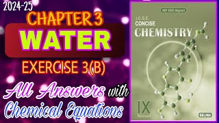 Water  ICSE Chemistry Class 9  Chapter 3  Exercise 3 B  202425 [upl. by Orofselet]