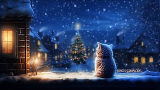 A Snowy Night in Winter Wonderland 🎄 Christmas Oldies playing in another room w crackling fire ASMR [upl. by Emee]