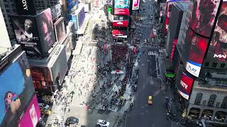 Times Square New York City 4K  drone video  Таймссквер НьюЙорк — с дрона 4K [upl. by Curnin256]