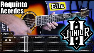 Ella  Junior H  Requinto y Acordes  Tutorial  Como tocar en Guitarra Con TABS [upl. by Einahpehs153]