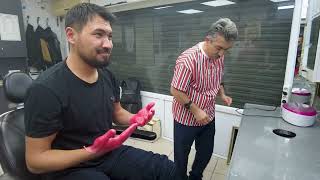 ASMR HAND  FOOT CARE  MASSAGE AND PARAFFIN WITH TURKISH BARBER [upl. by Annawoj]