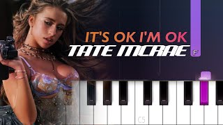 Tate McRae  Its Ok Im Ok Piano Tutorial [upl. by Encrata398]