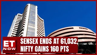 Closing Trade  Sensex Ends At 61032 Nifty gains 160 pts  Share Market  ET Now [upl. by Lyman416]