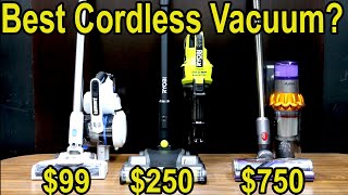 Best Cordless Vacuum 99 HART vs 250 Ryobi 300 LG 349 SHARK 439 Tineco 750 Dyson [upl. by Ecinrahs327]