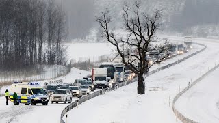 36 Trucking in Stockholm Sweden  Winter road driving and Traffic Jam in Stockholm Sweden [upl. by Mariana]