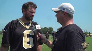 Thomas Morstead  OneonOne w Sean Kelley  2018 Training Camp [upl. by Secundas]