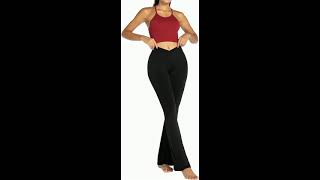 Sunzel Flare Leggings for Women with Pockets Crossover Yoga Pants with Tummy Control High Waisted [upl. by Ahseeyt198]