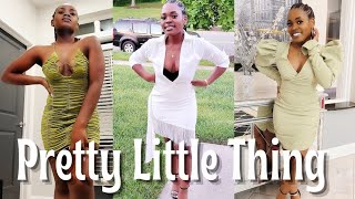 PRETTY LITTLE THING DRESS HAUL 2022  First Time Buyer [upl. by Aerdnu]