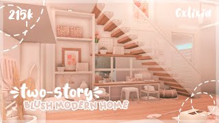 2 story blush modern home interior 🌴  bloxburg house build [upl. by Yrred101]