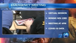 Chesapeake School Board to host emergency meeting about COVID19 data any necessary response [upl. by Analiese]