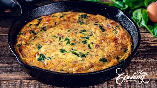 Crustless Spinach Bacon Quiche  GlutenFree Skillet Quiche [upl. by Hutner]