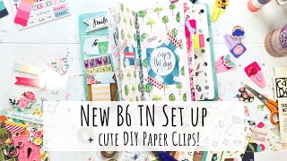 Setting up NEW Carpe Diem Planners B6 Travelers Notebook 2018  Cute DIY Paperclips for TN Pockets [upl. by Maurice355]