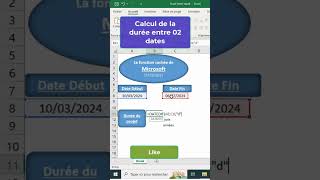 Comment calculer la durée écoulée entre deux date sur Excel excel exceltricks [upl. by Janka]