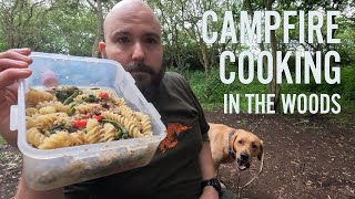 Overnight woodland bushcraft camp and cook with my dog [upl. by Keligot]