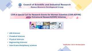 Research Grants for Women Scientists  CSIR Aspire [upl. by Sekofski]