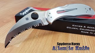 SPYDERCO HARPY LOCKBACK VG10 STAINLESS HAWKBILL FOLDING SERRATED BLADE KNIFE 8S [upl. by Lenni]